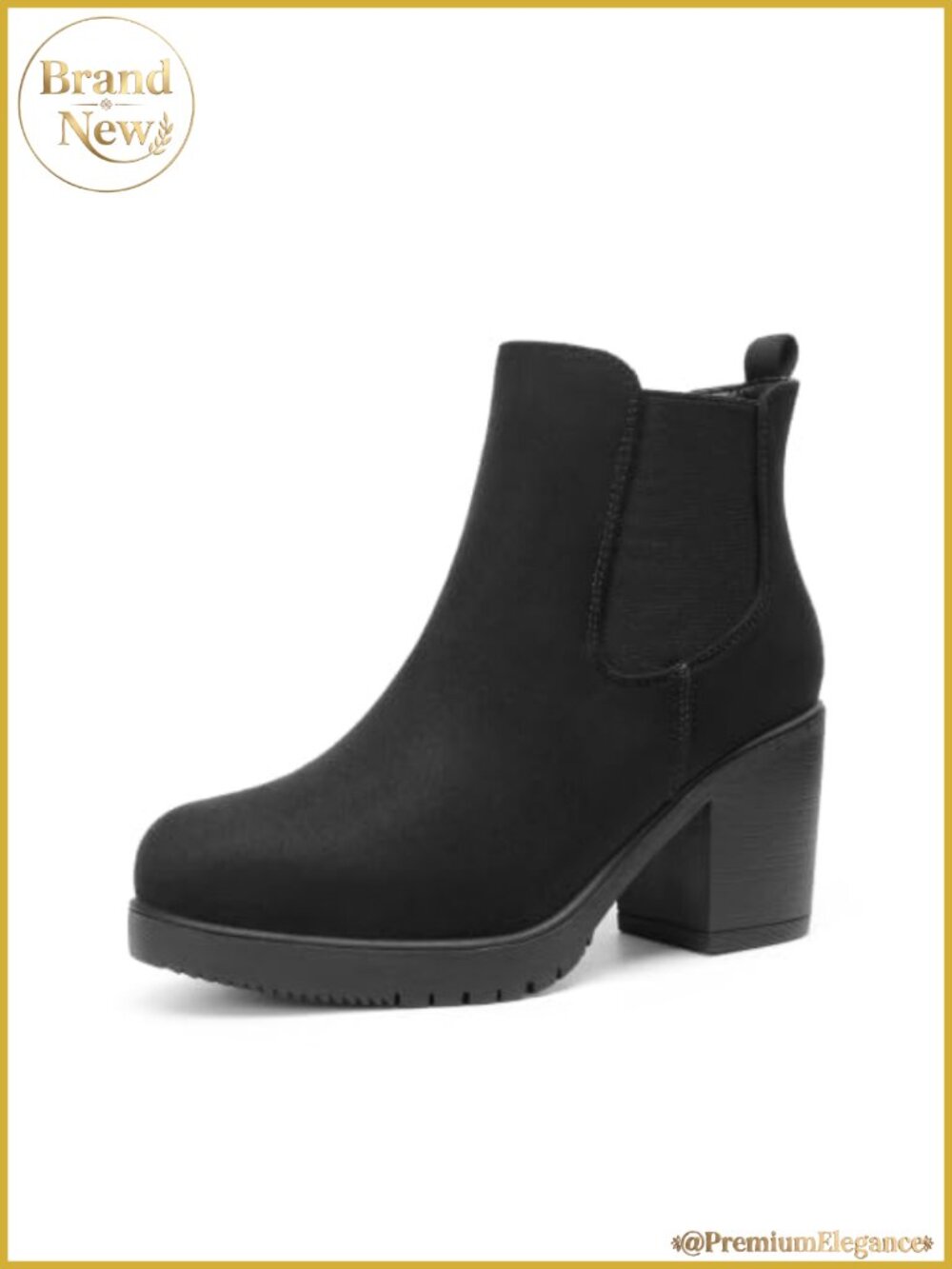 Women's Chelsea Ankle Boots Faux Suede Block Heel Booties Pull On